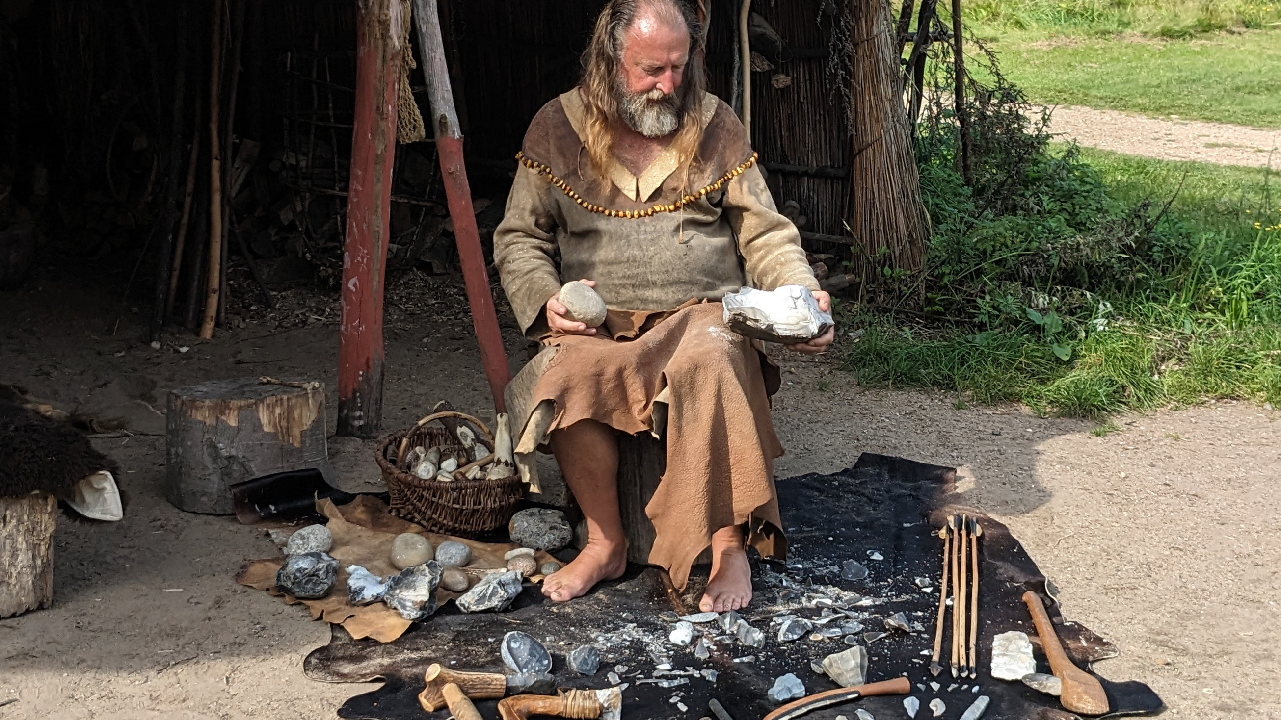 Flint Knapping in the Stone Age Park Dithmarschen