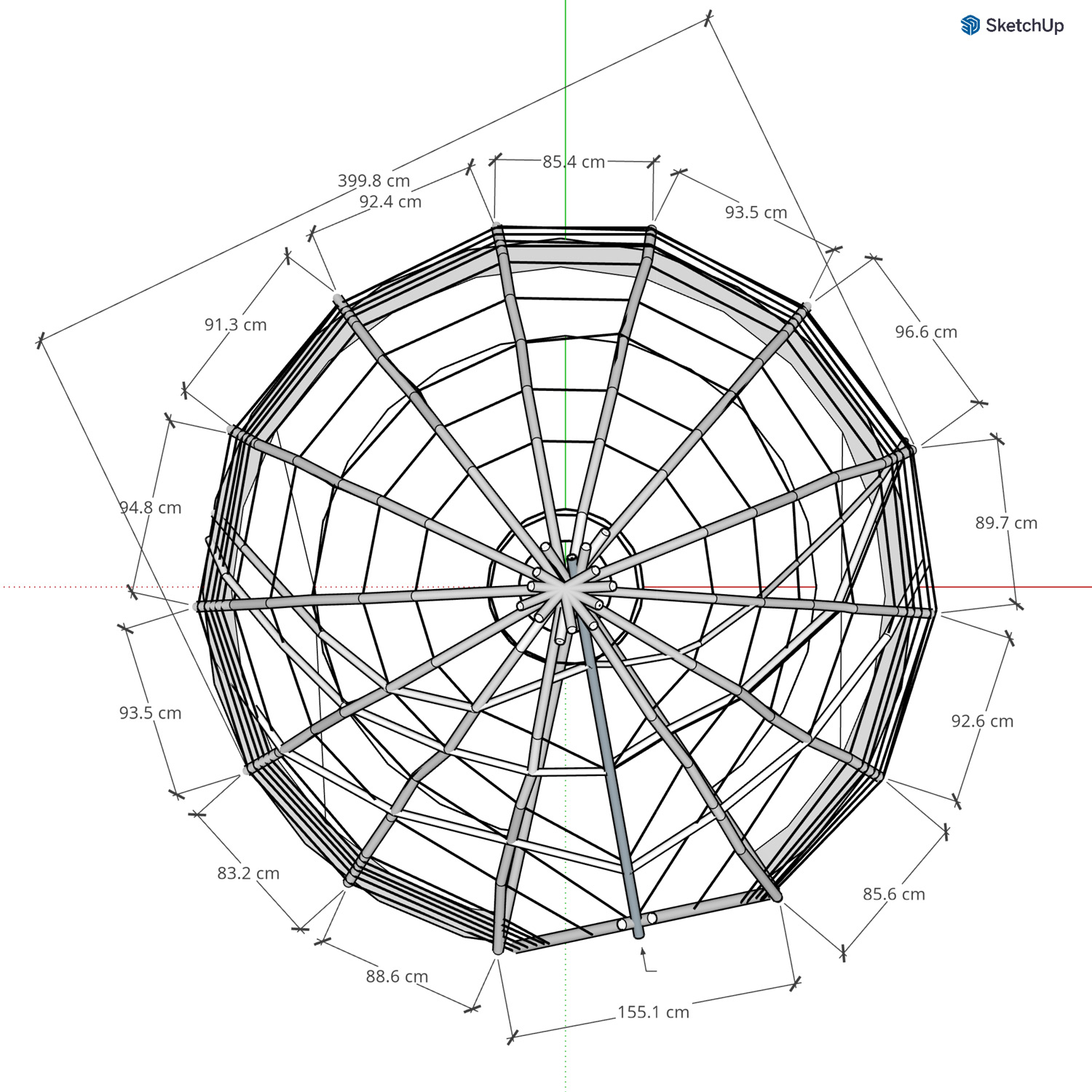 Floor plan with measurments from 3D model (ScetchUp); author - archaeologist Mārcis Kalniņš