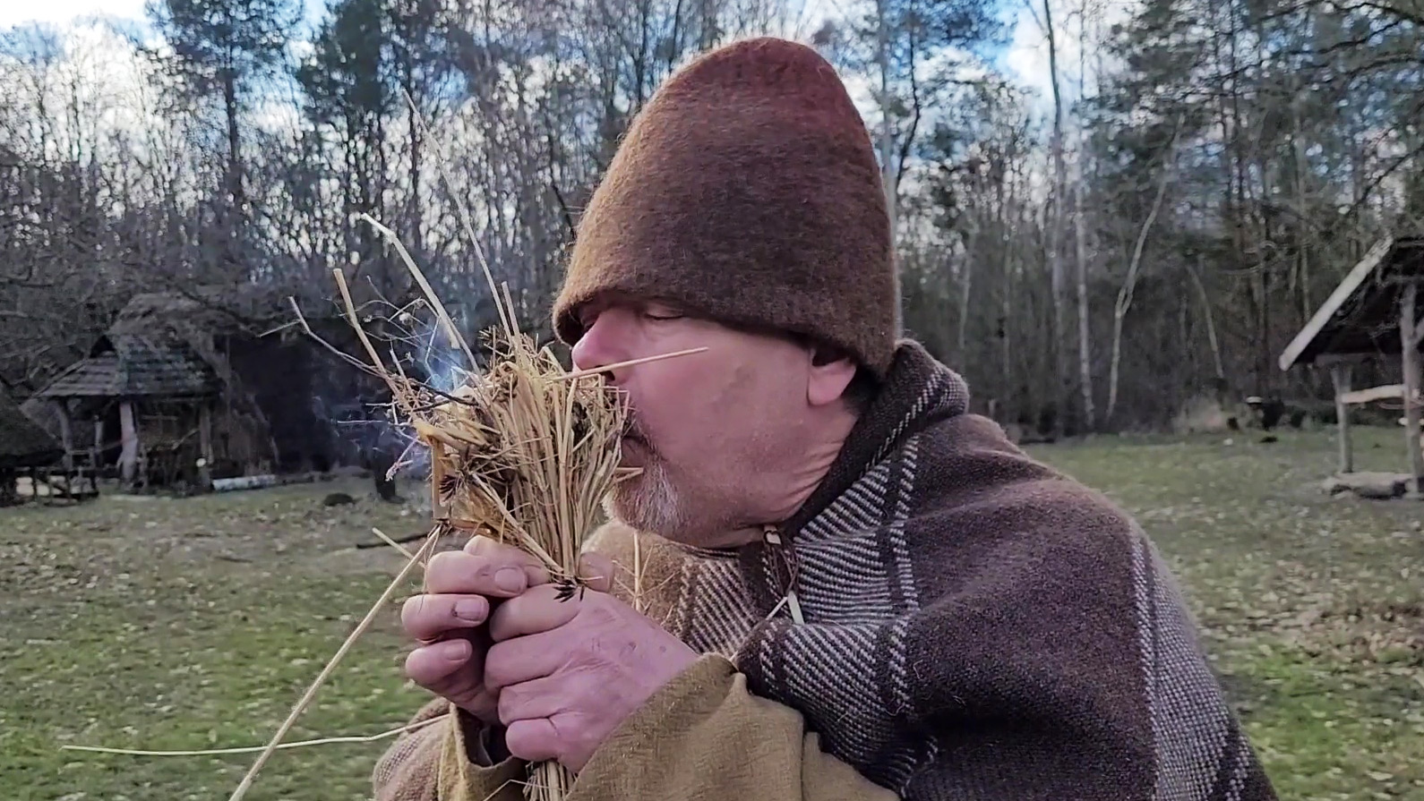 fire-Creating flames using air and straw