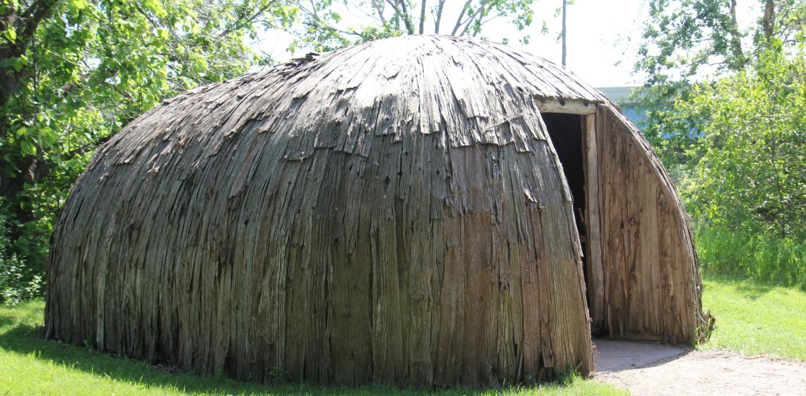 The Bark Chapel at Heritage Hill State Park near Green Bay, Wisconsin. Image by Royalbroil - Own work, CC BY-SA 3.0, https://commons.wikimedia.org/w/index.php?curid=36396459